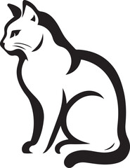 Black cat silhouette sitting profile view white
