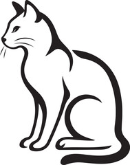 Black cat silhouette sitting profile view white 1