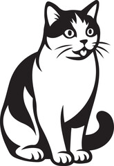 Black and white cat sitting with tongue out animal