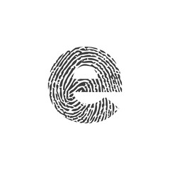 Lowercase Initial Letter e and Fingerprint Texture Logo Icon 001