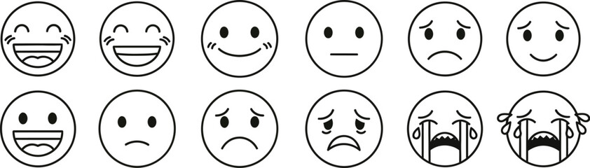 Vector illustration of emotional faces emoticons expressing different feelings and moods vector
