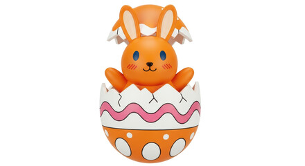 Isolated Easter Bunny Hatching from Egg