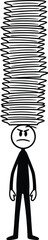 Stick figure overwhelmed with paperwork and stress from work overload and too many tasks vector