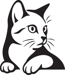 Black cat silhouette with white background graphic