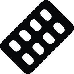 Black and white blister pack of pills offering medication solutions for health ailments and pharmaceutical needs illustration vector