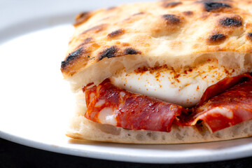 rustic italian spicy salami burrata sandwich