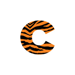 Initial Lowercase Letter c with tiger pattern logo design vector