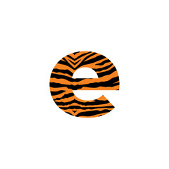 Initial Lowercase Letter e with tiger pattern logo design vector
