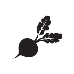 Black vector illustration of radish icon silhouette vegetation symbol