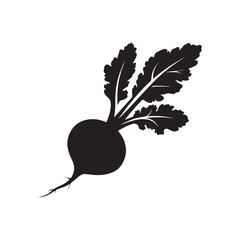 Black vector illustration of radish icon silhouette vegetation symbol