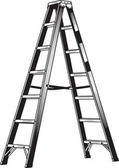 Classic Aframe stepladder in a bold graphic black and white illustration style