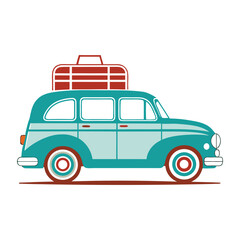 Retro 1940s Family Station Wagon with Luggage Rack – Classic Vintage Car Illustration for Nostalgic Travel and Automotive-Themed Design Projects in Vector Format