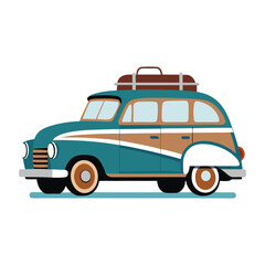 Retro 1940s Family Station Wagon with Luggage Rack – Classic Vintage Car Illustration for Nostalgic Travel and Automotive-Themed Design Projects in Vector Format