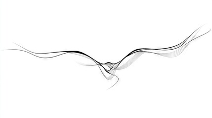 Fototapeta premium A black-and-white picture depicts an extended row of wavy lines on a white sheet of paper