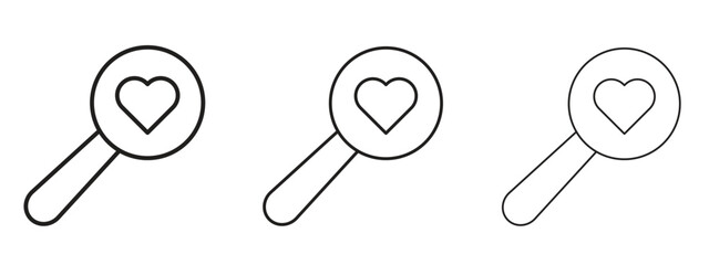Search heart icon symbol. Linear style sign for mobile concept