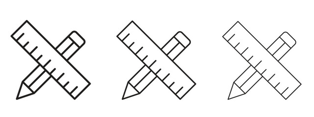 Pencil and ruler icon symbol. Linear style sign for mobile concept