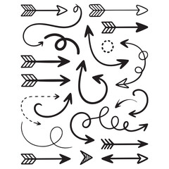 set of arrow silhouette vector.