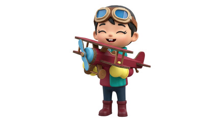 Isolated Boy with Airplane