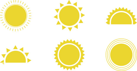 Set of Different Vector Sun Designs &ndash; Hand-Drawn and Geometric Sun Icons for Weather, Nature, and Boho Themes