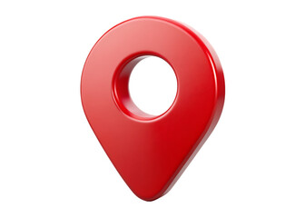 Glossy red 3d map pin icon isolated on a solid black background