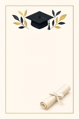 Elegant Graduation Frame with Cap and Diploma