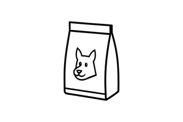 Dog Food Bag with Dog Silhouette Graphic in Black and White Line Art silhouette bag dog