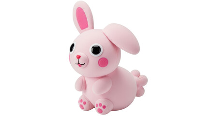 Isolated Pink Plush Bunny
