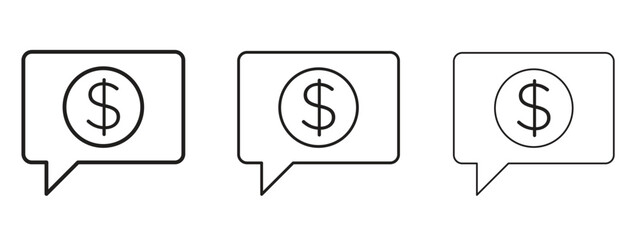 Comment dollar icon symbol. Linear style sign for mobile concept