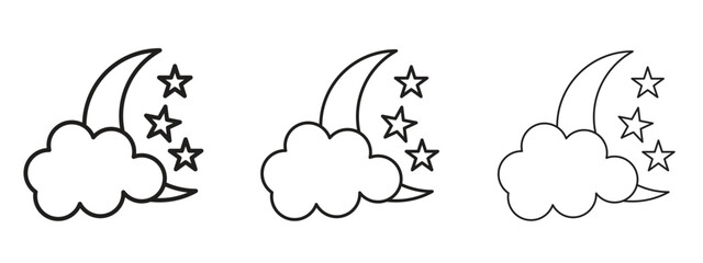 Cloud moon icon symbol. Linear style sign for mobile concept