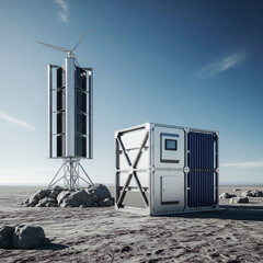 Portable Sustainable Shelter with Vertical Wind Turbine and Solar Panels