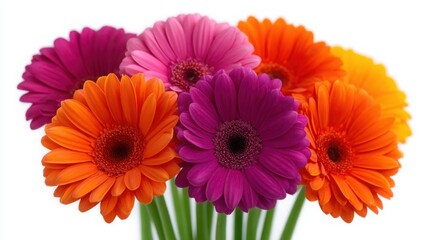 A bouquet of flowers with a variety of colors including pink, orange, and purple