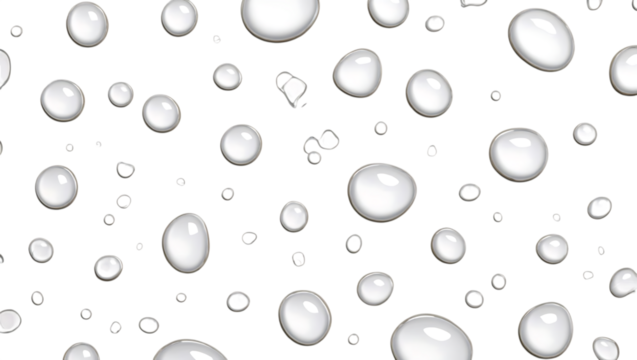 Water droplets floating on black background