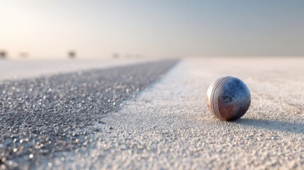 Cricket ball on dusty ground sport game