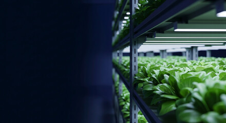 Vertical Farm with Rows of Plants