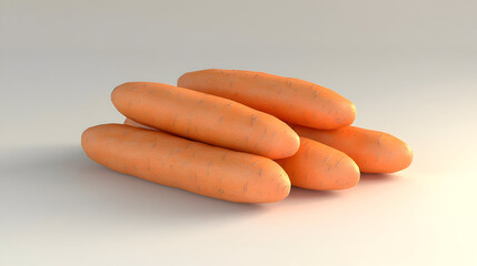 Pile of orange, elongated roots stacked neatly.  The texture appears subtly bumpy, with light gray lines running along them