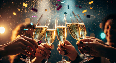 People Toasting with Champagne Glasses at a Celebration