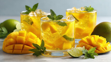 Refreshing Mango Cocktail with Mint, Lime & Tropical Flavors for Summer Vibes