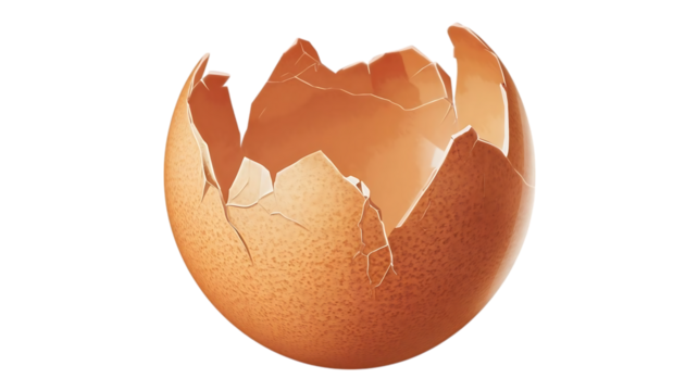 Broken eggshell isolated on black background