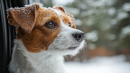 Snowy Day Adventure: A Jack Russell's Winter Gaze