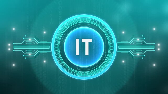 IT consultant presenting tag cloud about information technology. glowing connections in different places on the map. technology background with Cyberspace HUD elements animation.