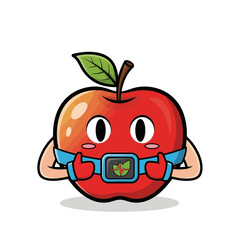 Cartoon apple character with a leaf and sprout emblem on its belt, giving two thumbs up.
