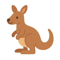 Cartoon kangaroo character standing with a friendly expression isolated on a transparent background  