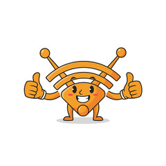 A cheerful cartoon router character giving a thumbs up gesture, smiling.