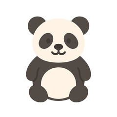 Cartoon panda sitting with a friendly expression on a transparent background  