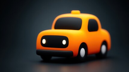 A cartoon car is sitting on a dark background