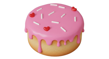 Isolated Pink Frosted Donut