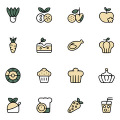 A Creative Set of Food and Beverage Iconography in Doodle Style with Playful Details for Social Media or Advertisements