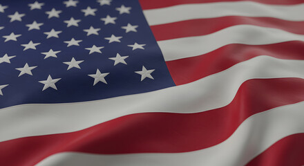 Close-up American Flag, Patriotism, National Pride,  Textured Fabric,  Waving,  Red, White, and Blue,  Symbolic,  Detailed,  High-Resolution Image.