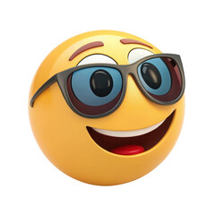 Naklejka premium Cool emoji wearing sunglasses isolated on transparent background