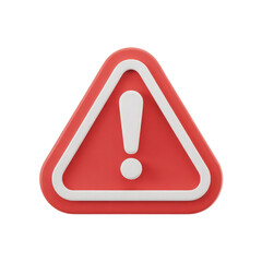 3d rendered illustration of a warning sign with an exclamation mark isolated on transparent background